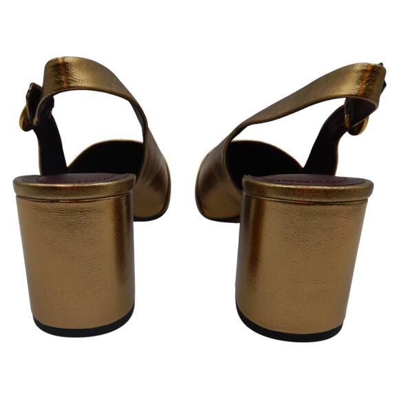 Franco Sarto Trista Pointed Toe Block Heels Slingback Pumps Bronze Size 10M - Picture 6 of 10